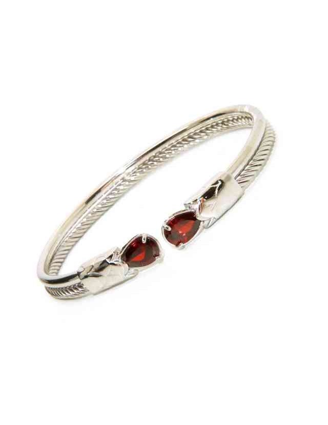 NALBORI Cable bracciale cavetto rigido aperto con zircone rubin rosso NALBORI Cable bracciale cavetto rigido aperto con zircone rubin rosso