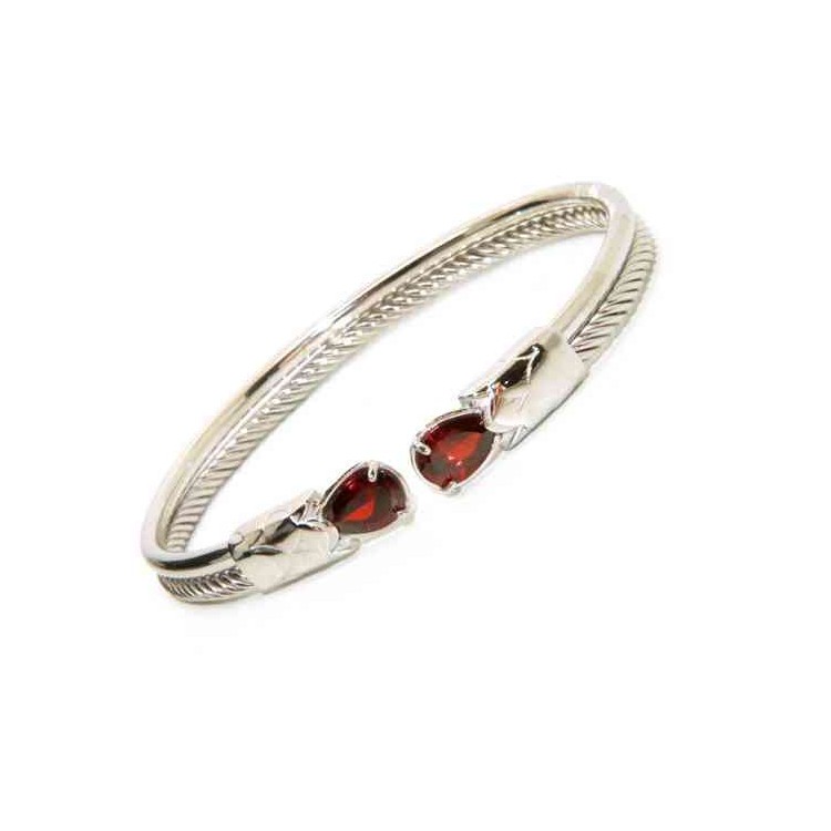 NALBORI Cable rigid cable bracelet open with red rubin zircon