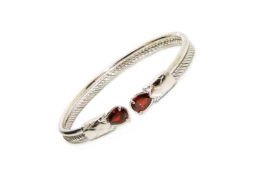 NALBORI Cable bracciale cavetto rigido aperto con zircone rubin rosso