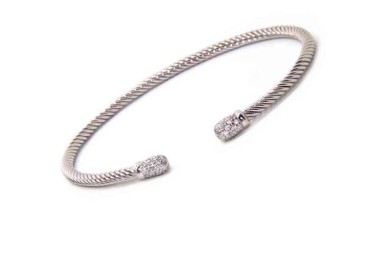 NALBORI cable 925 silver bracelet open wire rigid zircon slave stones
