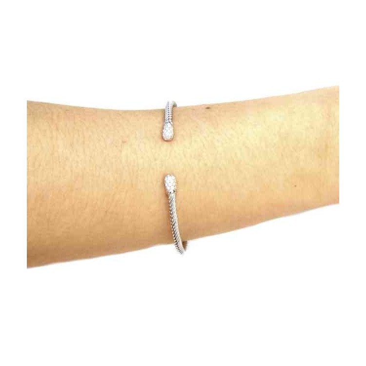 NALBORI cable 925 silver bracelet open wire rigid zircon slave stones