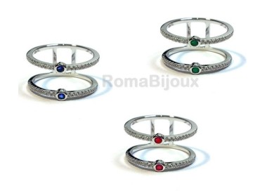 NLB|Silver 925: Double ring with zirconcini white and blue stone green red