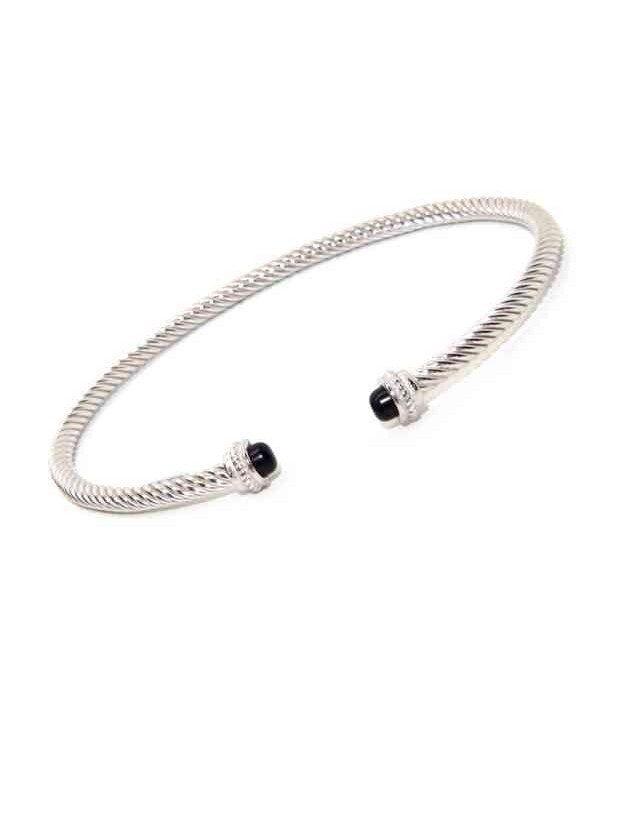 NALBORI Cable bracciale cavetto rigido aperto con onice