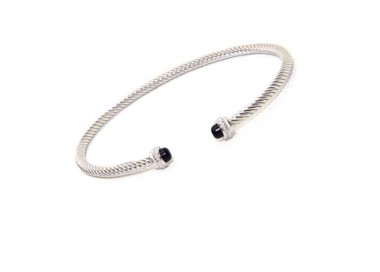 NALBORI Cable open rigid bracelet with onyx