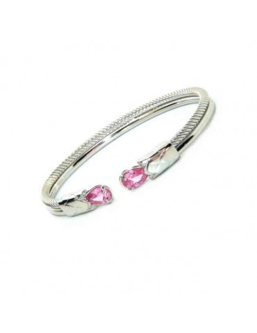 NALBORI Cable bracciale cavetto rigido aperto con zircone rosa