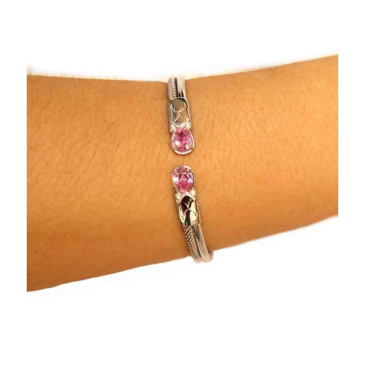 NALBORI Cable rigid cable bracelet open with rose zircon