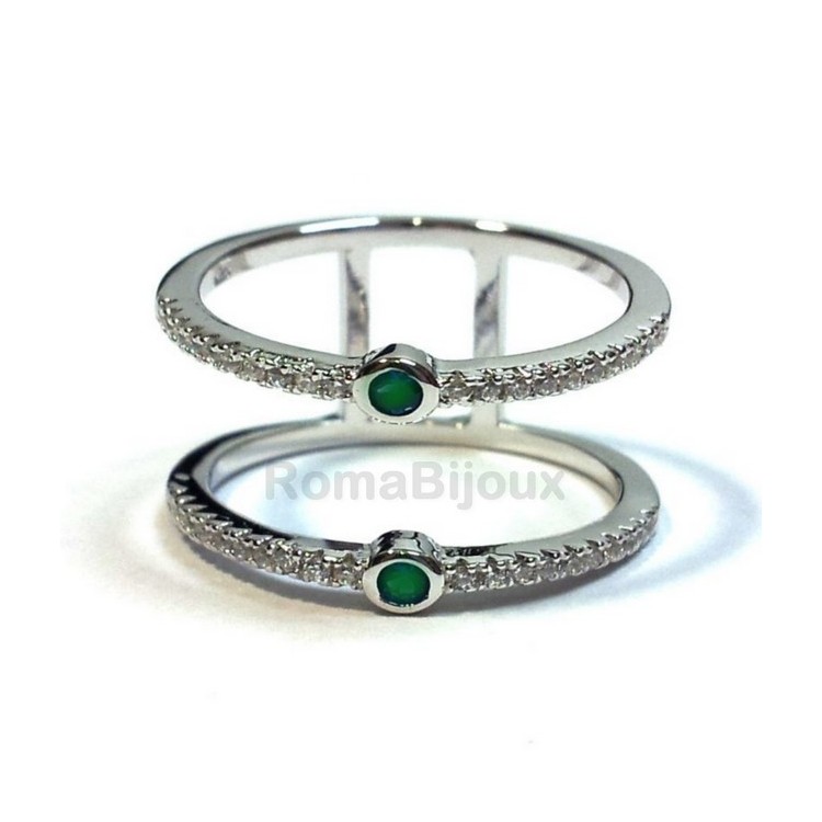 NLB|Silver 925: Double ring with zirconcini white and blue stone green red