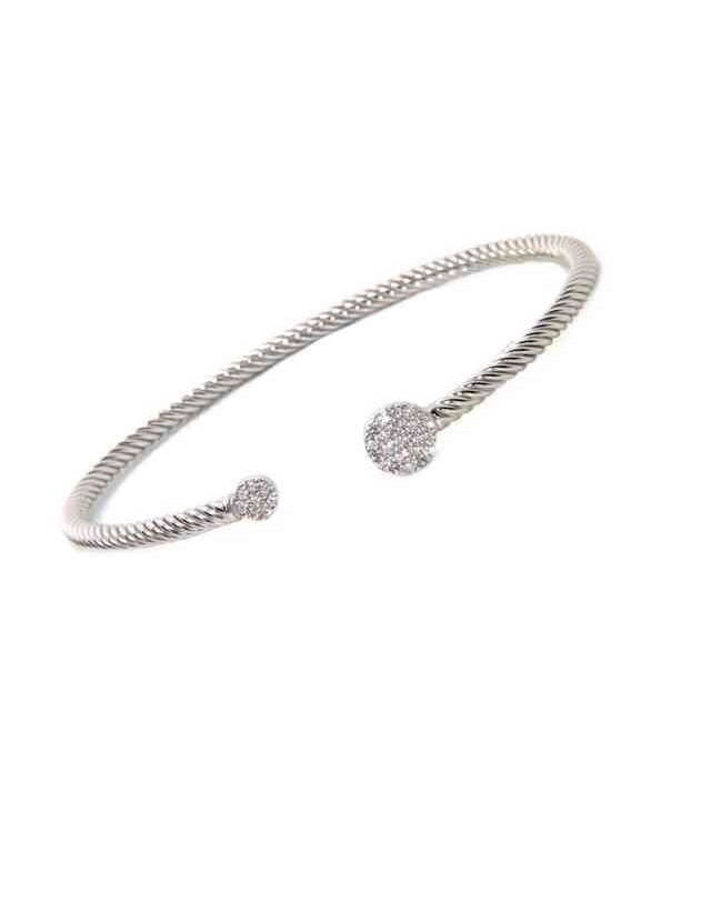 NALBORI Cable open rigid cable bracelet with zircon disc NALBORI Cable open rigid cable bracelet with zircon disc