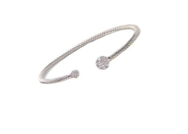 NALBORI Cable bracciale cavetto rigido aperto con disco di zirconi