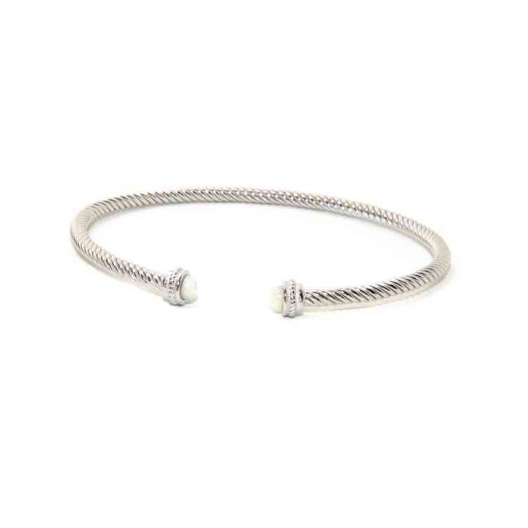 NALBORI Cable rigid cable bracelet open with mother of pearl