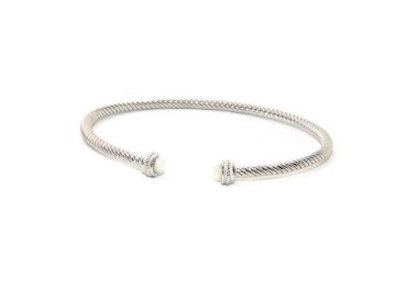 NLB|Linea Cable bracciale cavetto rigido aperto con madreperla