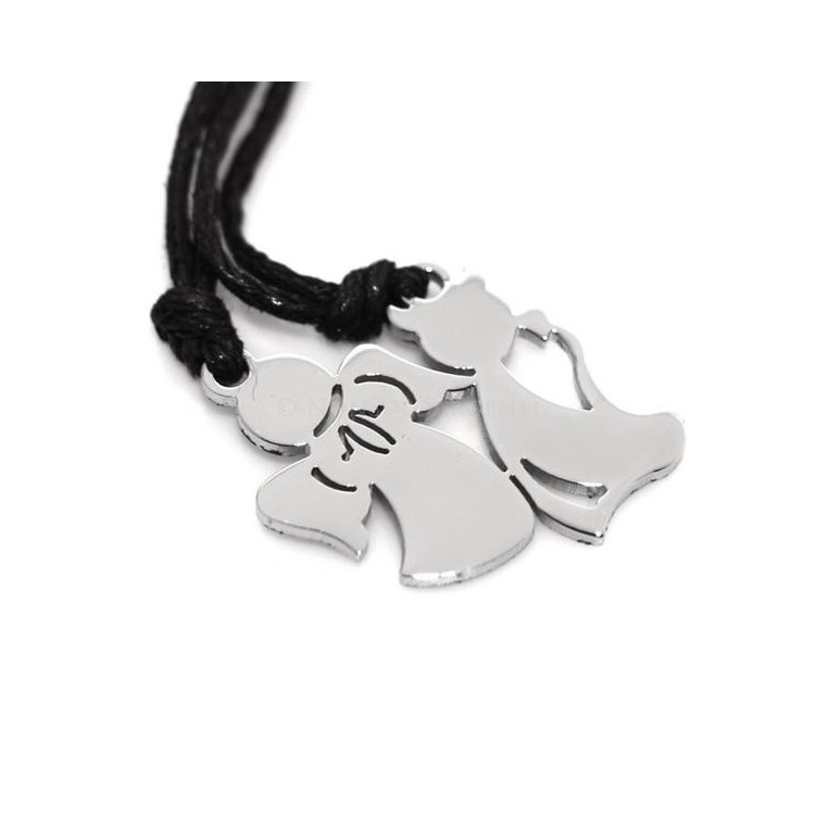 NLB|pair of steel angel and devil necklaces
