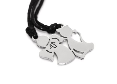 NLB|pair of steel angel and devil necklaces