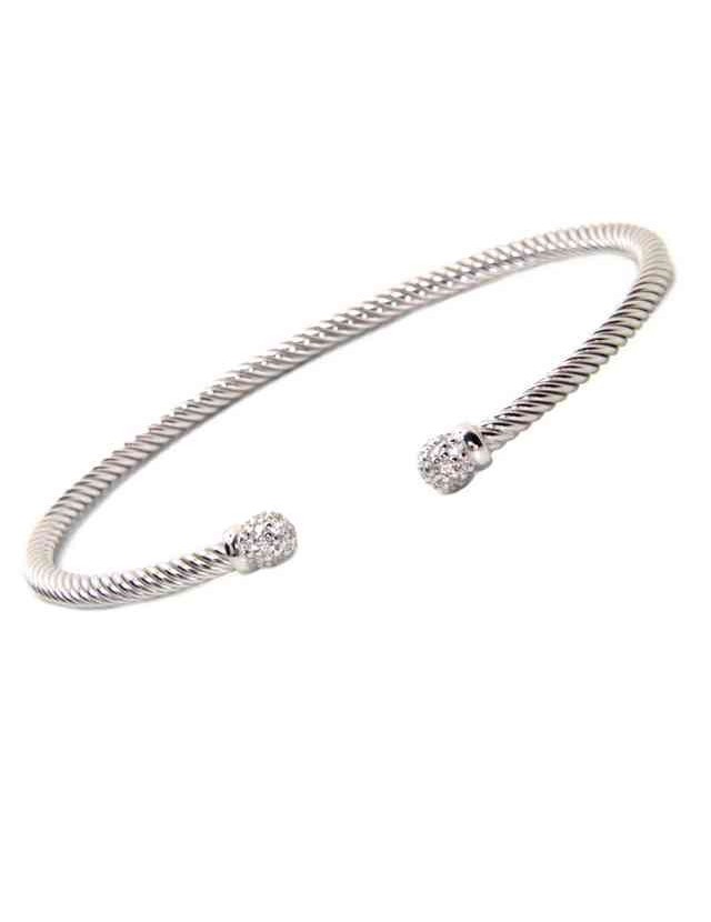 NALBORI Cable bracciale cavetto rigido aperto con palline di zirconi NALBORI Cable bracciale cavetto rigido aperto con palline di zirconi