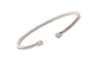 NALBORI Cable open rigid cable bracelet with cubic zirconia balls