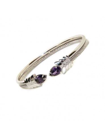 NALBORI Cable bracciale cavetto rigido aperto con zircone viola ametista