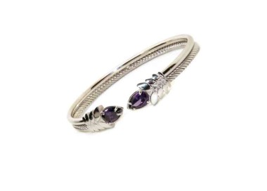 NALBORI Cable rigid cable bracelet open with purple amethist zircon