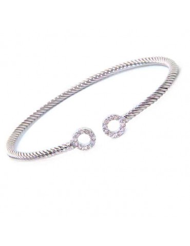 NALBORI Cable open rigid cable bracelet with cubic zirconia rings