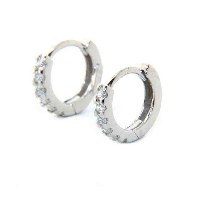 NLB|silver 925 : earrings woman man anelle small hoop 12.5 mm zirconia  whites