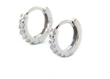NLB|silver 925 : earrings woman man anelle small hoop 12.5 mm zirconia  whites