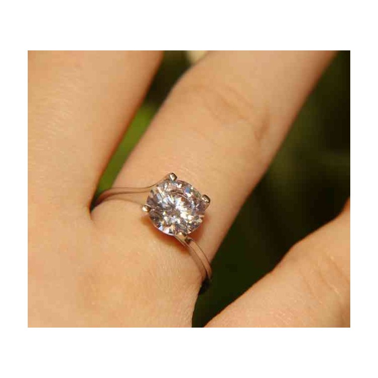 NLB|anello argento 925 solitario con zircone da 8 mm 2ct donna NALBORI