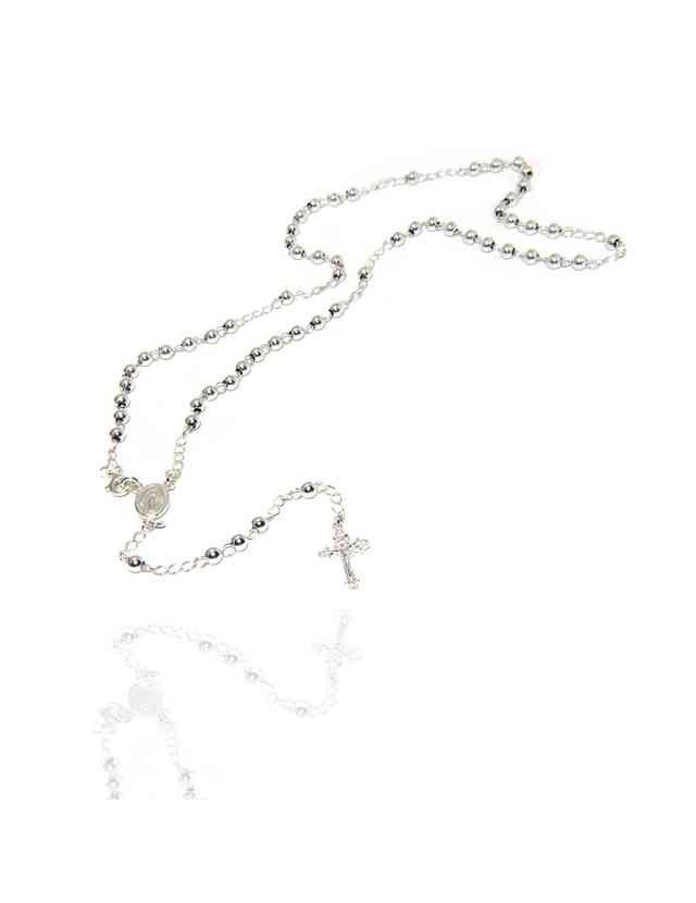 NALBORI Collana Rosario Argento 925 a Y palline 4 mm 45 cm NALBORI Collana Rosario Argento 925 a Y palline 4 mm 45 cm