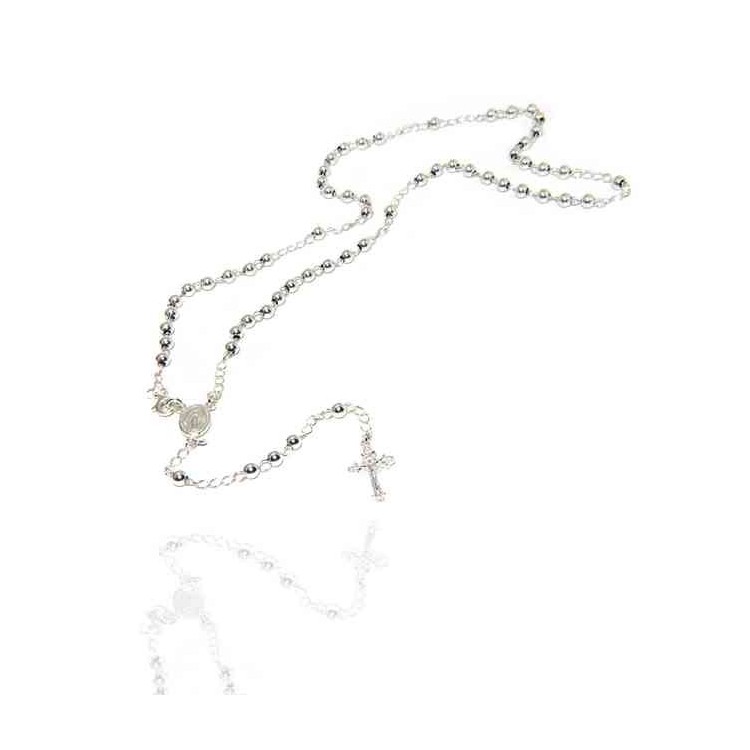 NALBORI Rosary necklace in 925 sterling silver with balls 4 mm 50 cm