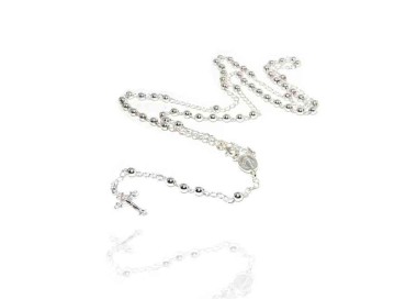 NALBORI Rosary necklace in 925 sterling silver with balls 4 mm 60 cm
