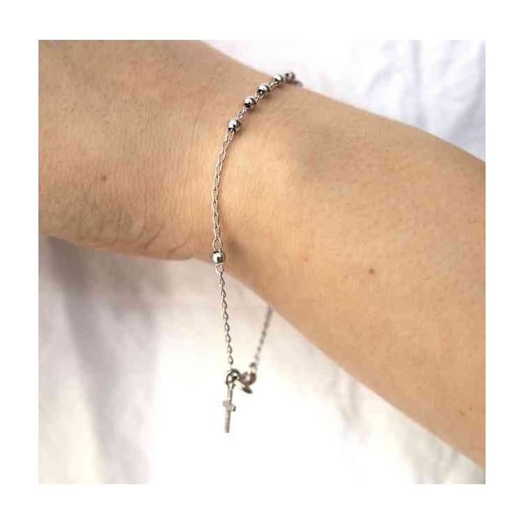NALBORI Bracciale rosario Argento 925 palline 3 mm cm 18,00