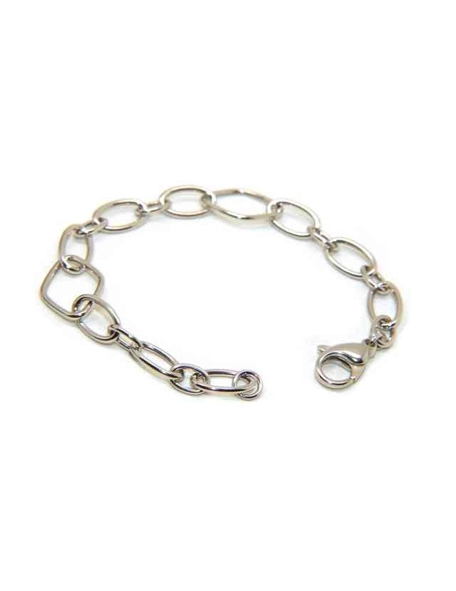 Woman bracelet in 925 silver oval and rhombus wrist 16.5 cm