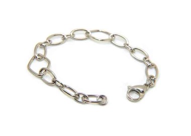NLB|Woman bracelet in 925 silver oval and rhombus wrist 16.5 cm