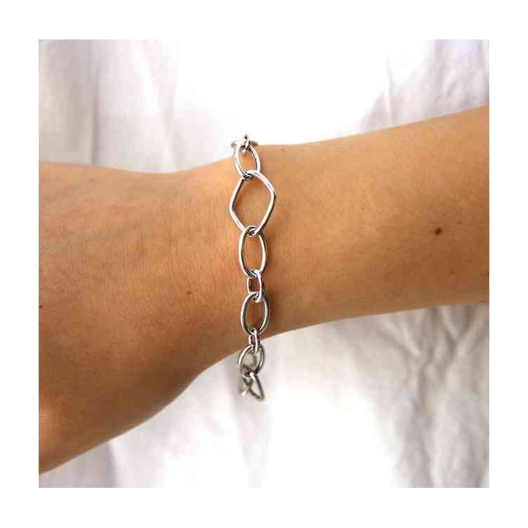 NLB|Woman bracelet in 925 silver oval and rhombus wrist 16.5 cm