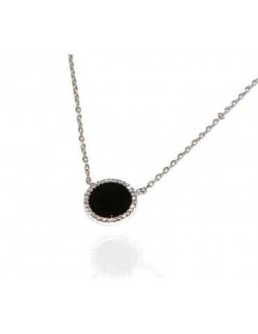 NALBORI|Argento 925 collana donna pietra onice nero tonda 12,5 mm