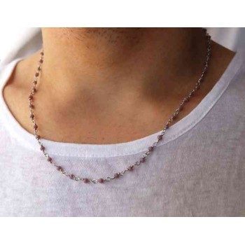 NALBORI Collana linea marsigliesi Argento 925 Con cristallo viola lilla moda 50 cm