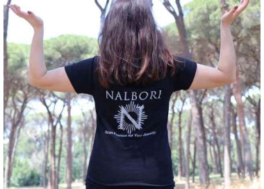 NALBORI Black V-neck sweater with print on the back 100% cotton