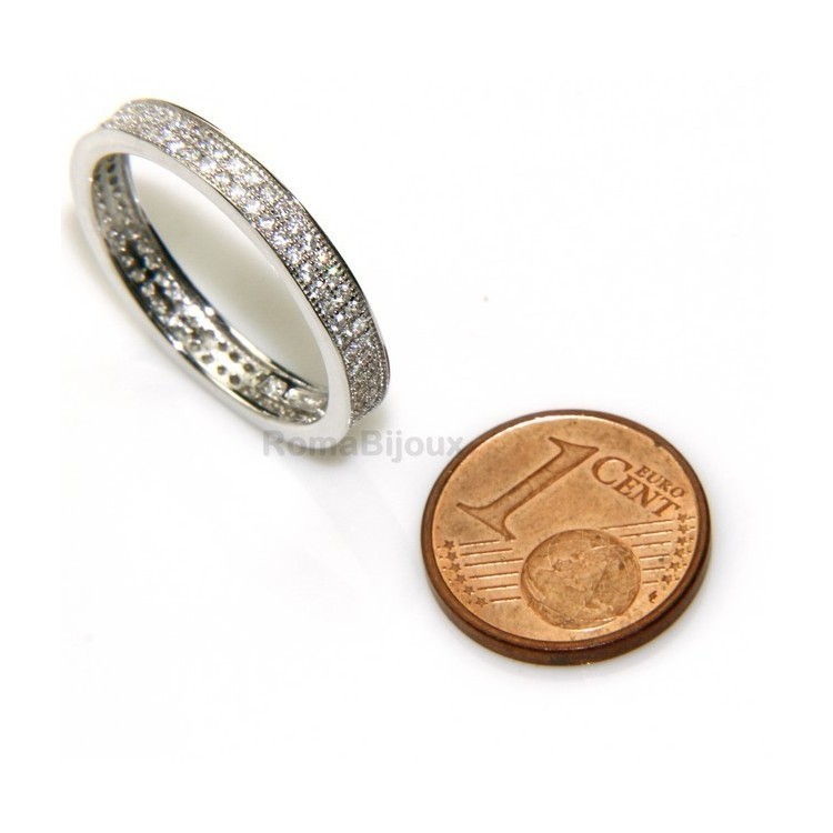 NLB|Argento 925 Rodiato : Eternity fedina a corona tutto giro con 2 file zirconi da 1,0 mm taglio brillante