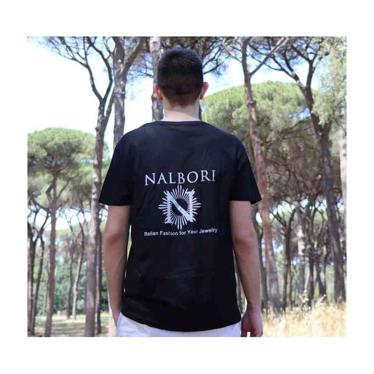 NALBORI Black V-neck sweater with print on the back 100% cotton