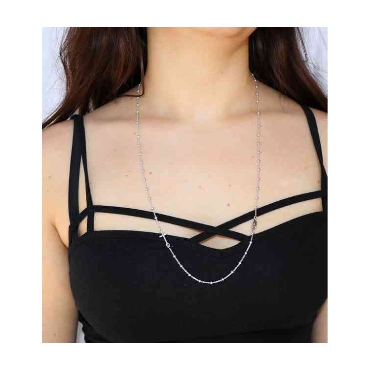 NLB|collana rosario lunga 70 cm in Argento 925 con palline da 3 mm NALBORI made in italy