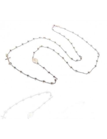 collana rosario lunga 70 cm in Argento 925 rodiato con palline da 3 mm NALBORI