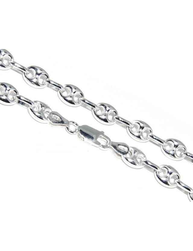 argento 925 Collana girocollo o lunga bracciale maglia marina chiara 6x8, per uomo o donna