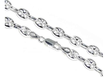 NLB|argento 925 Collana girocollo o lunga bracciale maglia marina chiara 6x8, per uomo o donna