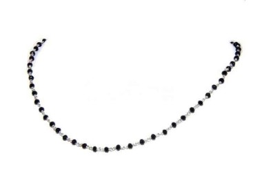 NLB|Collana uomo donna Argento 925 Con cristallo nero 3,5 mm lavorazione rosario marsigliese fatta a mano 40+5
