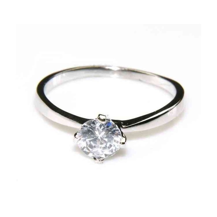 NLB|silver 925 Rhodium: Solitaire with zircon 5.5mm brilliant cut