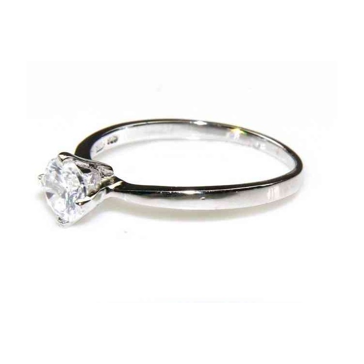 NLB|silver 925 Rhodium: Solitaire with zircon 5.5mm brilliant cut