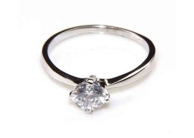 NLB|silver 925 Rhodium: Solitaire with zircon 5.5mm brilliant cut