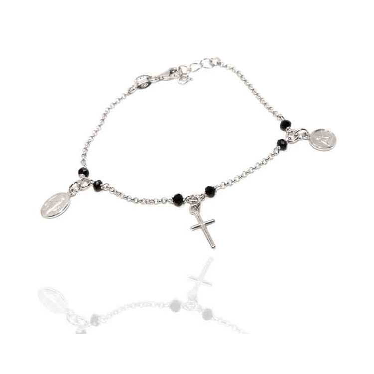 NLB|Bracciale rosario Argento 925 ciondoli madonna angelo croce donna