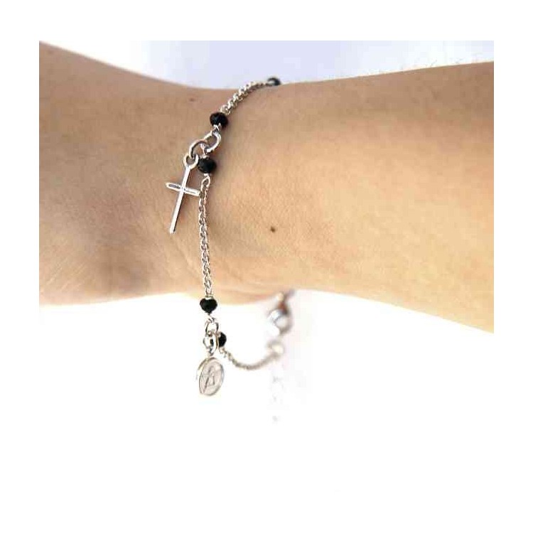 NLB|Bracciale rosario Argento 925 ciondoli madonna angelo croce donna