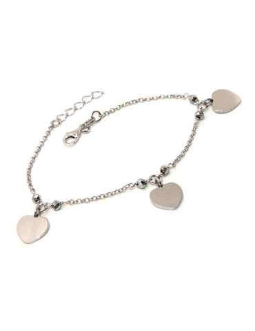 Bracciale donna argento 925 con ciondoli cuore e cristallo ematite