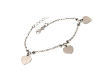 NLB|925 silver women's bracelet with heart pendants, hematite crystal