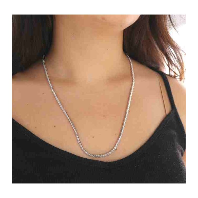 Nalbori | 925 silver tennis necklace 60 + 5 cm long - 3 mm zk stones